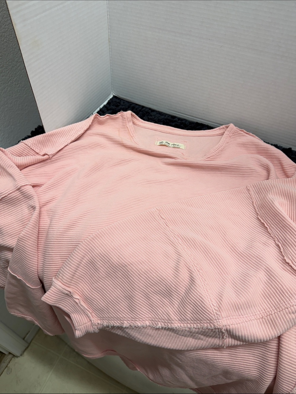 We The Free Ribbed Crewneck Sweatshirt - Light Pink